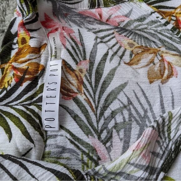 POTTERS POT Tropical floral crop top shirt size Large @i - Picture 4 of 10